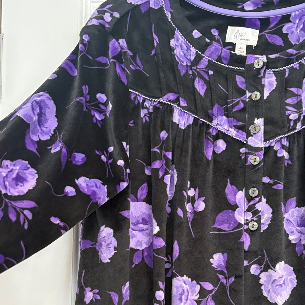 Super Soft Aria Collection Purple Floral‎ House Dress/Robe - Picture 6 of 8